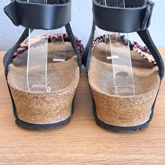 Birkenstock Papillio Sandals 37 US Size 6 Narrow Floral Frill Lola Wedge Strappy - Picture 3 of 11